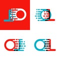 OL letters logo with accent speed in red and blue