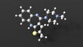 olanzapine molecule, molecular structure, atypical antipsychotics, ball and stick 3d model, structural chemical formula with Royalty Free Stock Photo