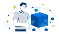 OLAP data cube analysis 2D illustration concept