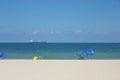 View of olas beach in Fort Lauderdale with oil tanker in the background