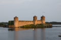 Olavinlinna castle at the sunset, Finland Royalty Free Stock Photo