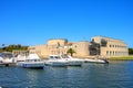 Olbia, Italy - Panoramic view of the Archeological Museum of Olbia - Museo Archeologico - on Gulf of Olbia island at the port area