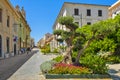 Olbia, Italy - Panoramic view of the Corso Umberto I street - main boulevard and touristic site of the historic old town quarter Royalty Free Stock Photo