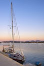 Olbia, Italy - Panoramic view of Olbia yacht port - Marina di Olbia - with yachts pier and at the Costa Smeralda coast of Royalty Free Stock Photo