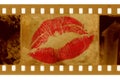 Old 35mm frame photo with lips