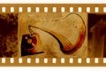 Old 35mm frame photo with old gramophone Royalty Free Stock Photo