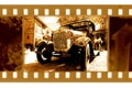 Old 35mm frame photo with usa ford retro car Royalty Free Stock Photo