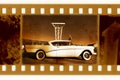 Old 35mm frame photo with usa retro car Royalty Free Stock Photo