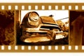 Old 35mm frame photo with usa retro car Royalty Free Stock Photo