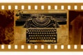 Old 35mm frame photo with vintage typewriter