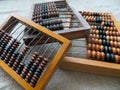 The old abacus, with the help of which produced all mathematical calculations in the middle of the last century Royalty Free Stock Photo