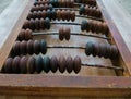 The old abacus, with the help of which produced all mathematical calculations in the middle of the last century Royalty Free Stock Photo