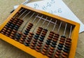 The old abacus, with the help of which produced all mathematical calculations in the middle of the last century Royalty Free Stock Photo