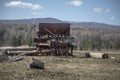 Old abandoned agricultural tractor on the farm. Royalty Free Stock Photo