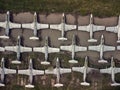 Old abandoned airfield with abandoned planes. Aerial view Royalty Free Stock Photo