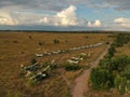 Old abandoned airfield with abandoned planes. Aerial view Royalty Free Stock Photo