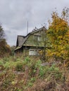 Old abandoned atmospheric house. Remnants of Soviet civilization. Russian life.