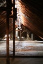 Old and abandoned attic of a big building