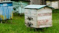 Old abandoned bee hives in the yard.