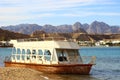 Old abandoned boat on the shore of the Red Sea Royalty Free Stock Photo