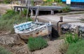 old abandoned boat stranded, Oleron island, France Royalty Free Stock Photo