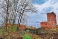 Old abandoned brick building on the background of a rainy autumn sky Royalty Free Stock Photo