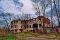 Old abandoned brick building on the background of a rainy autumn sky Royalty Free Stock Photo