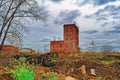 Old abandoned brick building on the background of a rainy autumn sky Royalty Free Stock Photo