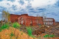 Old abandoned brick building on the background of a rainy autumn sky Royalty Free Stock Photo