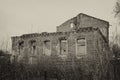 Old abandoned brick building with no windows dilapidated Royalty Free Stock Photo