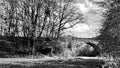 Old abandoned bridge Countryside Black and white photo