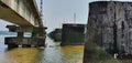 Old abandoned bridge on Thalangara river in kerala, India Royalty Free Stock Photo