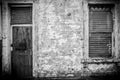 Old abandoned building with corrugated iron door