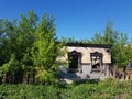 Old abandoned burned down village house Royalty Free Stock Photo