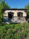 Old abandoned burned down village house Royalty Free Stock Photo