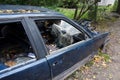 Old abandoned car, an old broken-down rusty Royalty Free Stock Photo