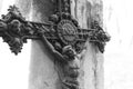 Old abandoned cemetery. A rusty metal cross, the crucifixion of Jesus Christ Royalty Free Stock Photo