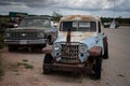 Old abandoned classic pickup SUV, a Jeep Willys Overland 4x4 Pickup