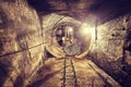 Old abandoned coal mine ventilation tunnel. Royalty Free Stock Photo