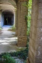 old abandoned convent with arches and rooms Royalty Free Stock Photo