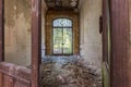 Old abandoned decayed building with a vintage door Royalty Free Stock Photo