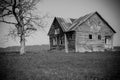 Old, abandoned, decrepit farm house