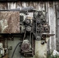 The old abandoned diesel electric generator colored