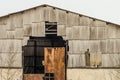 Old abandoned dilapidated agricultural hangar