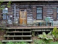 Dilapidated Old Brown Rustic Cabin Porch