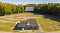 Old Abandoned Drive In Aerial Perspective Movie Screen Snack Bar