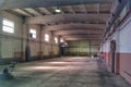 Old abandoned empty production hall, factory interior Royalty Free Stock Photo