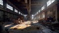 Old abandoned factory, AI generative industrial object