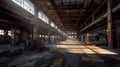 Old abandoned factory, AI generative industrial object