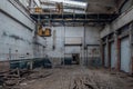 Old abandoned factory interior. Empty ruined workshop Royalty Free Stock Photo